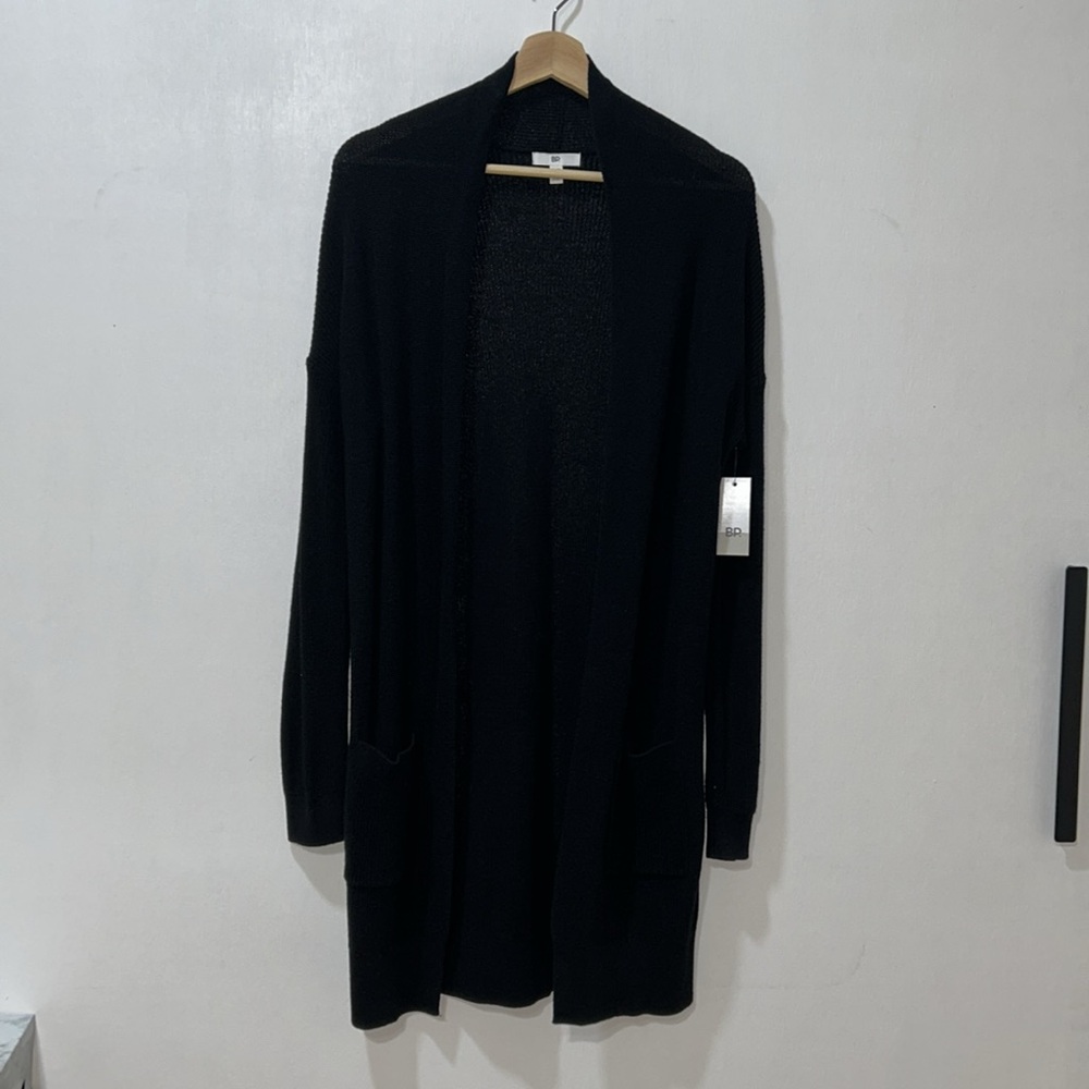 BP WOMENS LONGLINE CARDIGAN SWEATER LONG SLEEVE  BLACK Sz SMALL NEW